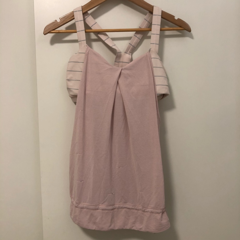 Lululemon Size 8 Pink Gray Striped Tank Top